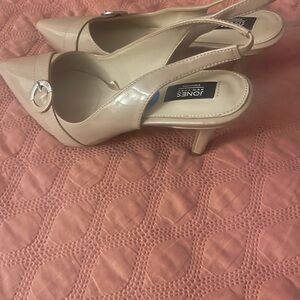 Jones New York Cream Patent Slingback Pointed-Toe Pumps